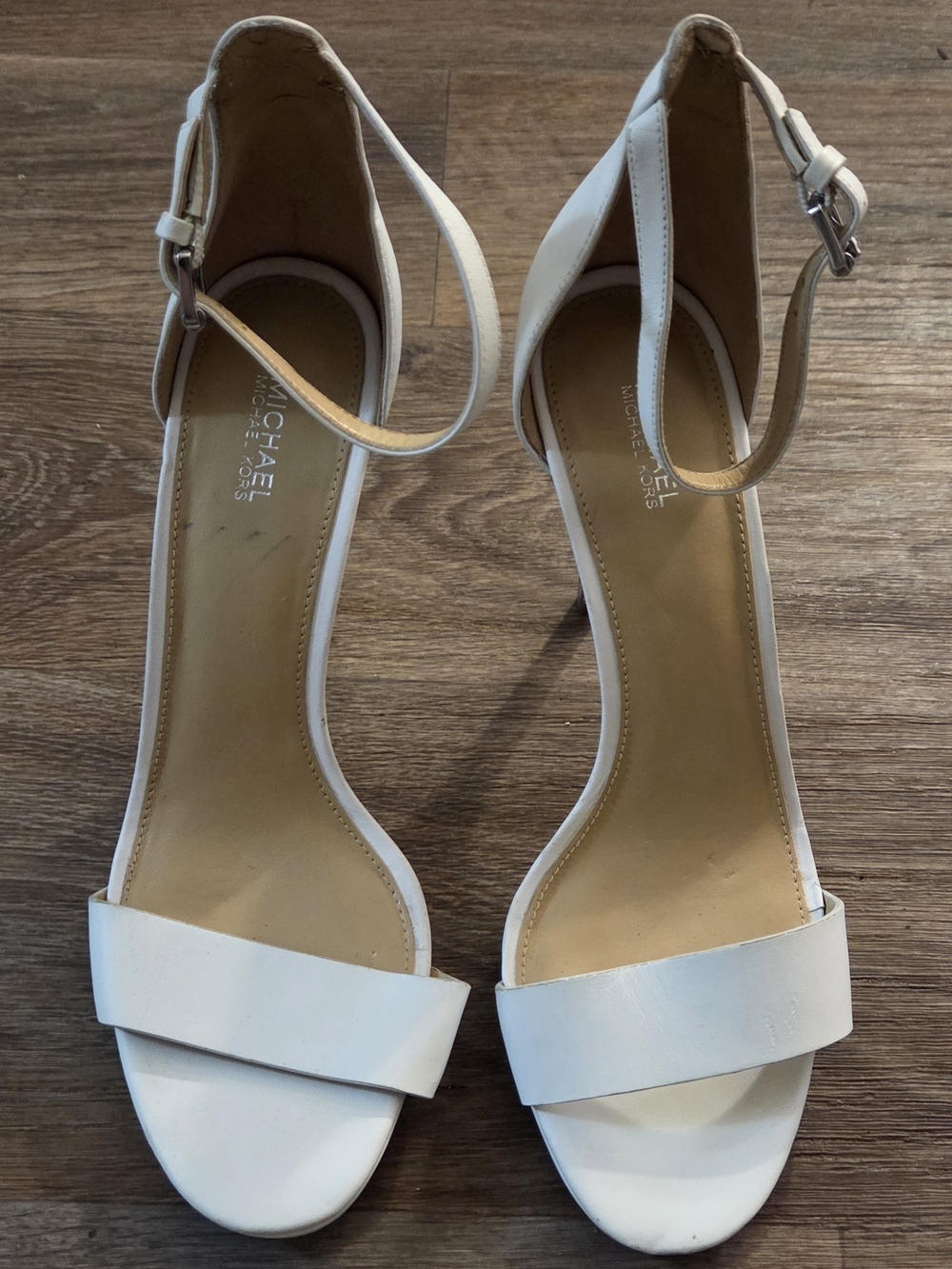 Michael Kors White Ankle-Strap Open-Toe Heels